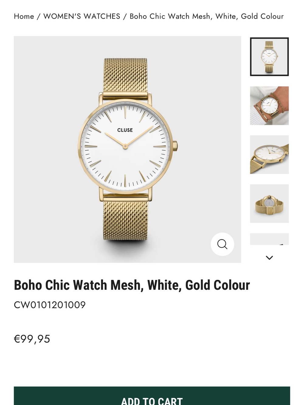 Women's Gold Mesh Strap Watch with Brown Leather Roll Case